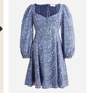 Sweetheart long-sleeve mini dress in Liberty® Bourton Bloom fabric size 4 J.Crew
